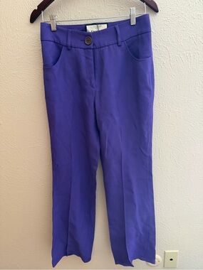 ELLÉME Paris Vibrant Purple Mid-Rise Straight-Leg Tailored Trousers | Size 36